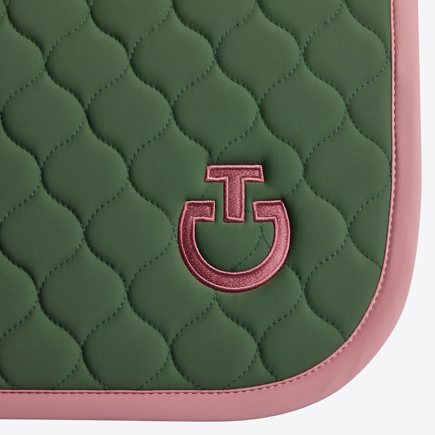 Circular Quilted Jumping Saddle Pad - Green/Pink