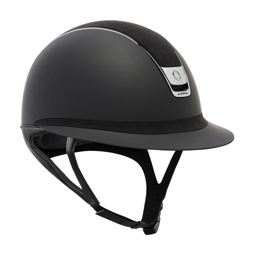 Miss 2.0 Shadowmatt Helmet Alcantara Top & Frontal Band with 5 Frontal Swarovski - Black