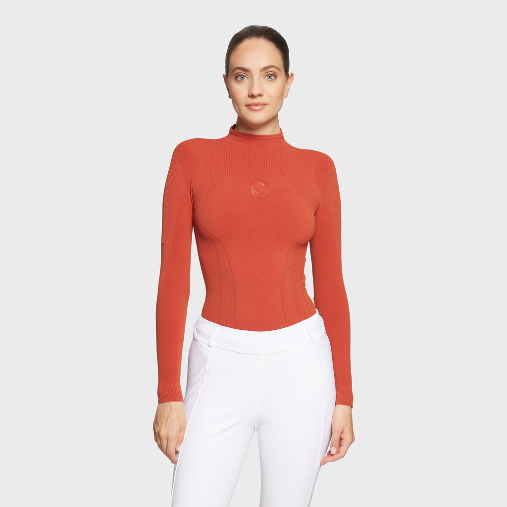 Ladies Alicia Seamless Turtleneck Training Polo - Copper Coin