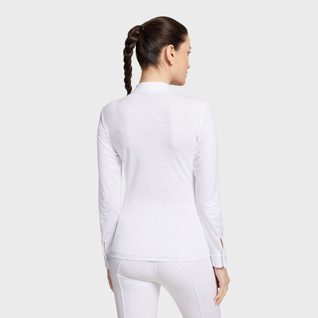 Ladies Aloise Boreal Long Sleeve Show Shirt - White Holographic