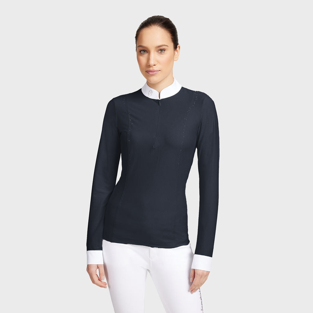 Ladies Cassandra Pearl L/S Show Shirt - Navy