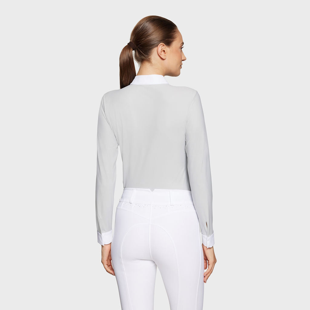 Ladies Cassandra Pearl L/S Show Shirt - Pearl Grey