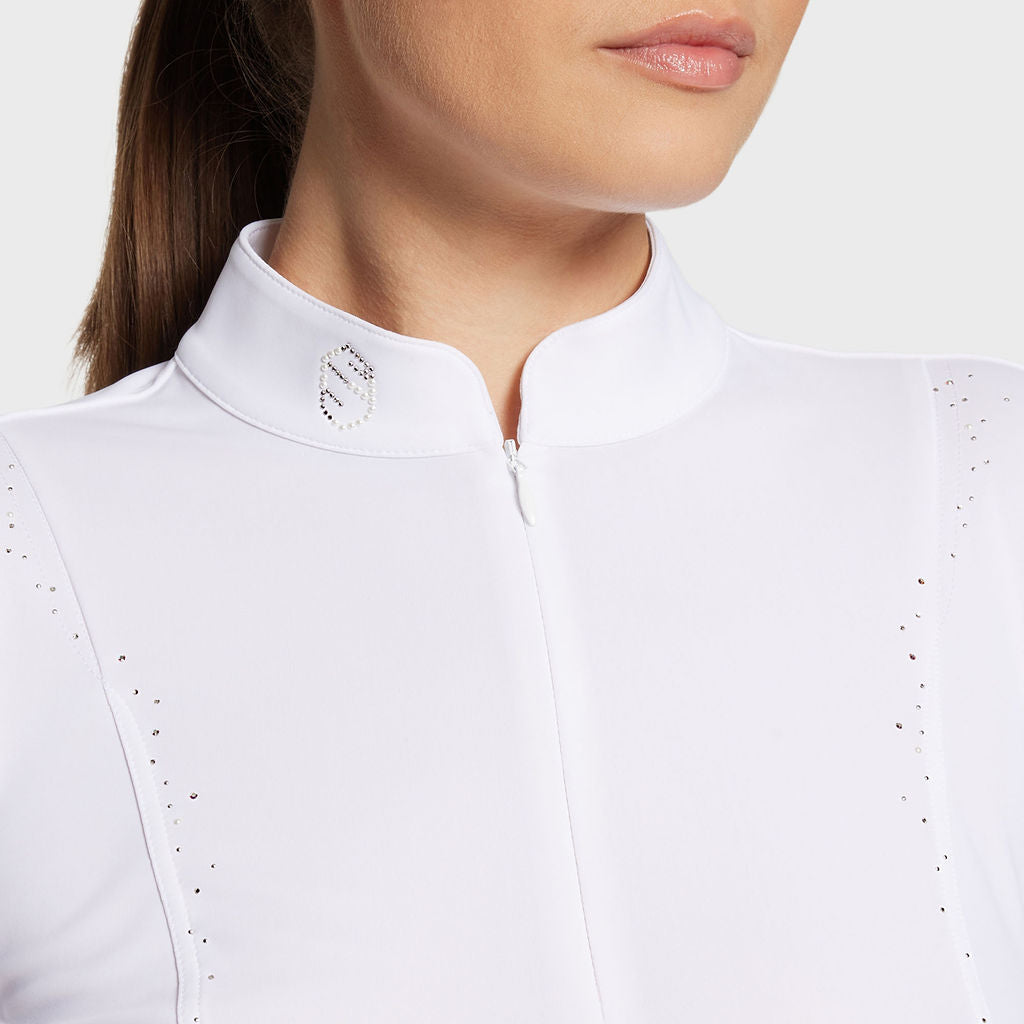 Ladies Cassandra Pearl L/S Show Shirt - White