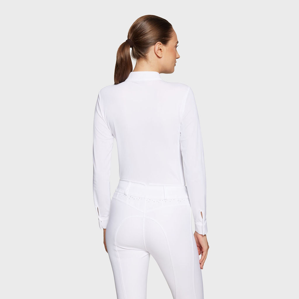 Ladies Cassandra Pearl L/S Show Shirt - White