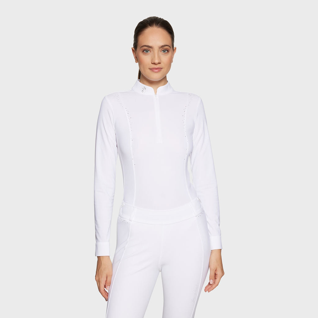 Ladies Cassandra Pearl L/S Show Shirt - White