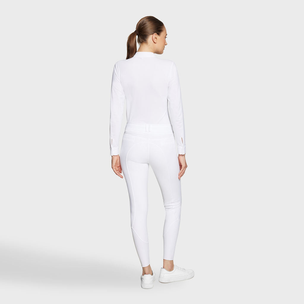 Ladies Chloe Medium Rise Knee Grip Breeches - White