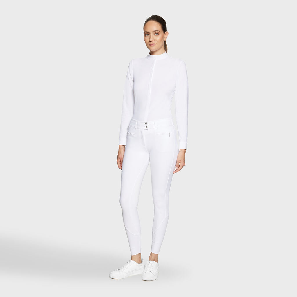 Ladies Chloe Medium Rise Knee Grip Breeches - White