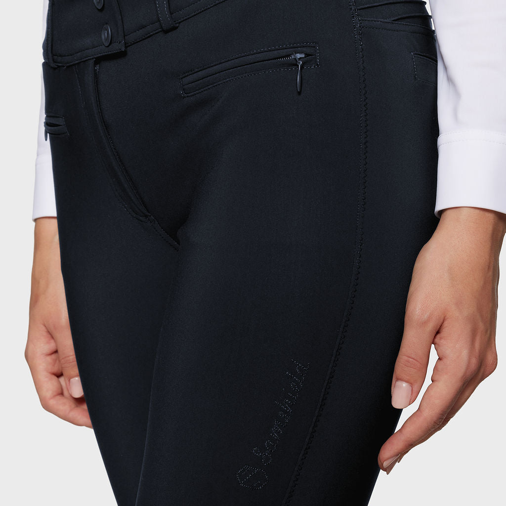 Ladies Chloe Medium Rise Knee Grip Breeches - Navy