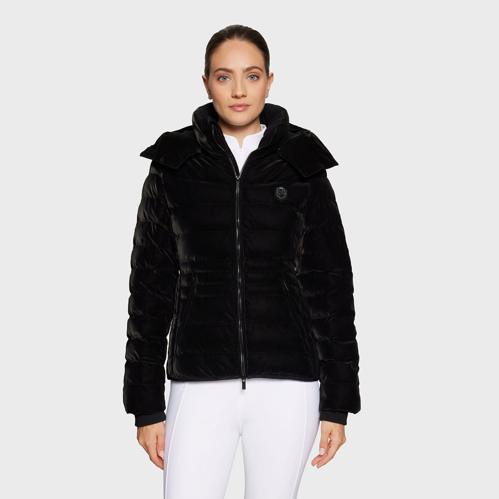 Ladies Courchevelour Padded Coat - Black Velour