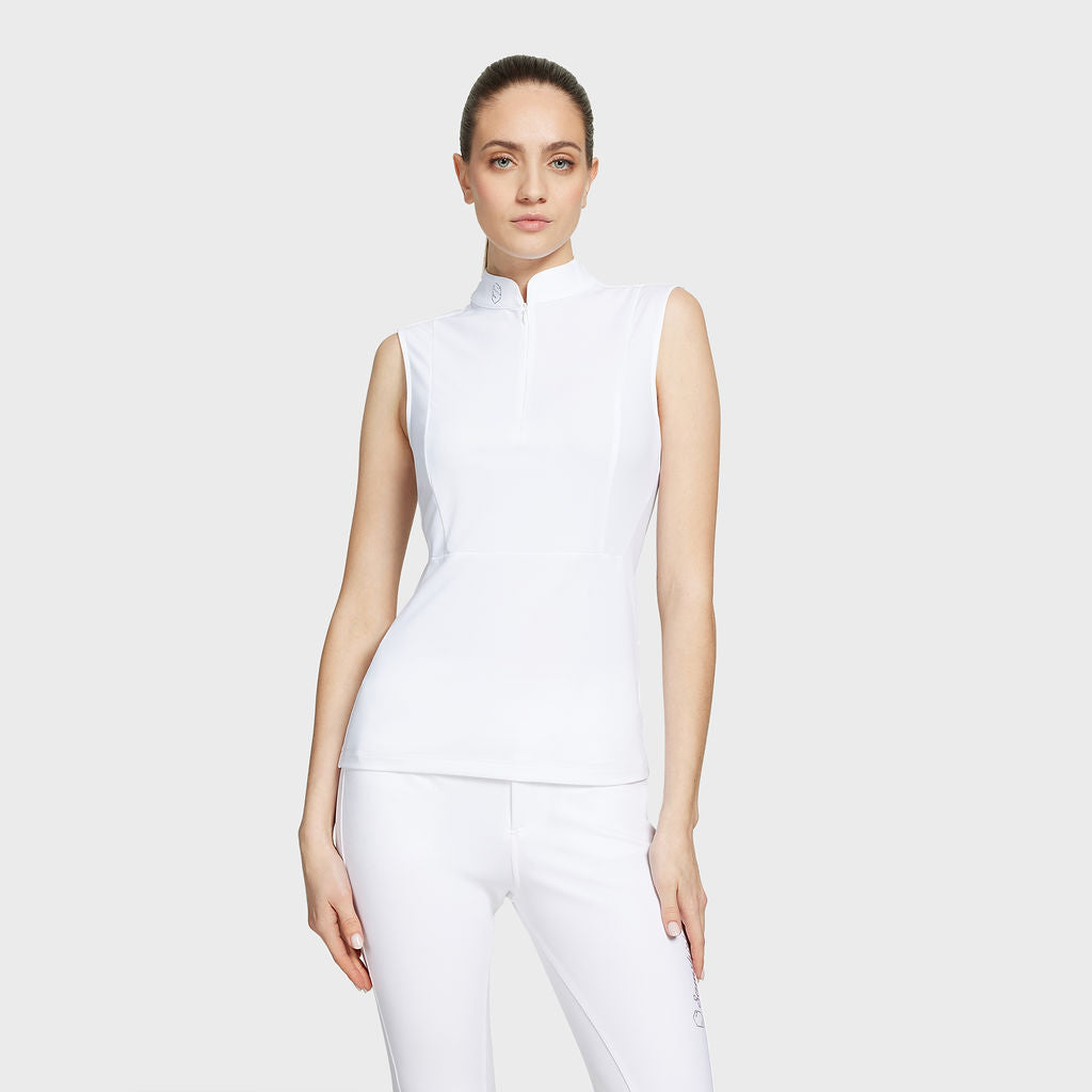 Ladies Jasmine Sleeveless Show Shirt - White