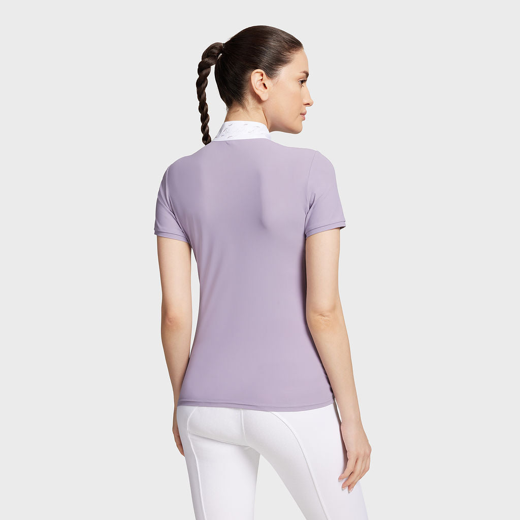 Ladies Julia Intarsia Short Sleeve Show Shirt - Lavender Grey