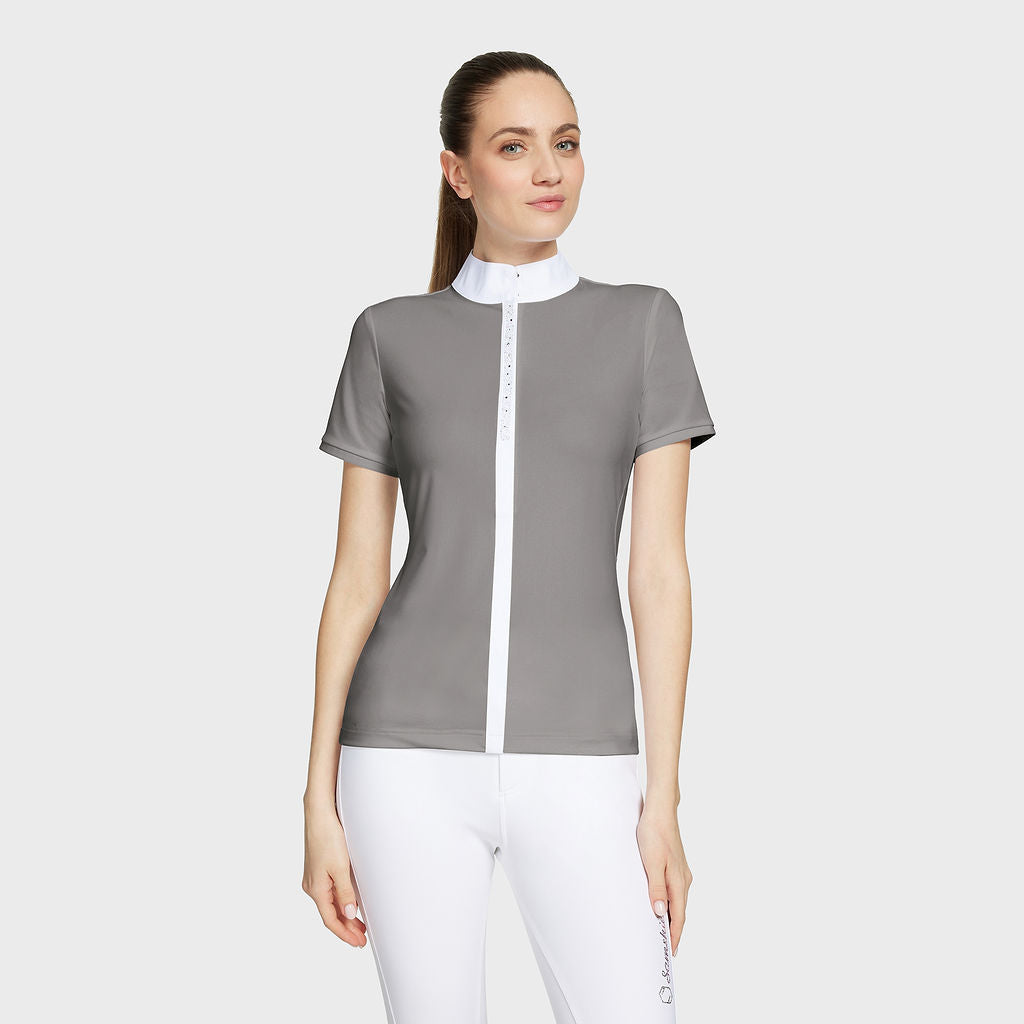 Ladies Julia Intarsia Short Sleeve Show Shirt - Mineral