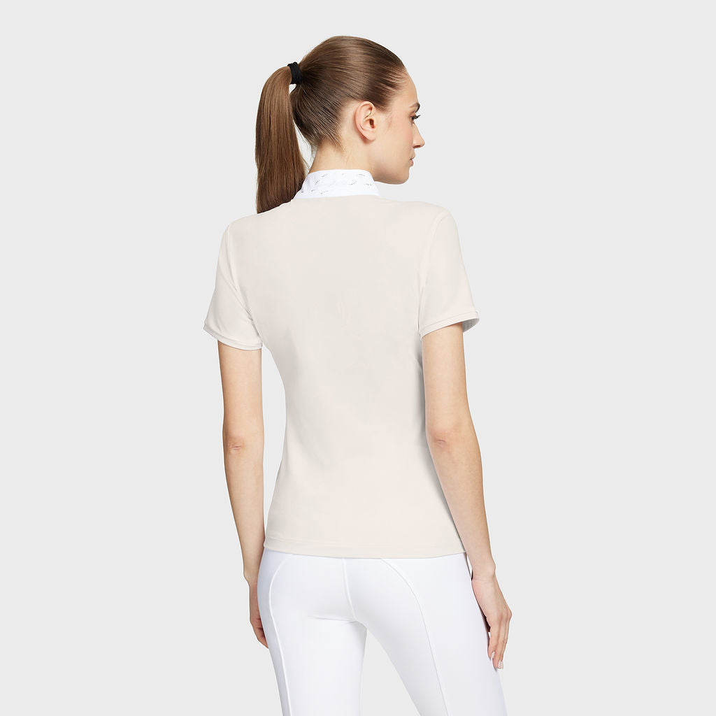 Ladies Julia Intarsia Short Sleeve Show Shirt - Rosewater
