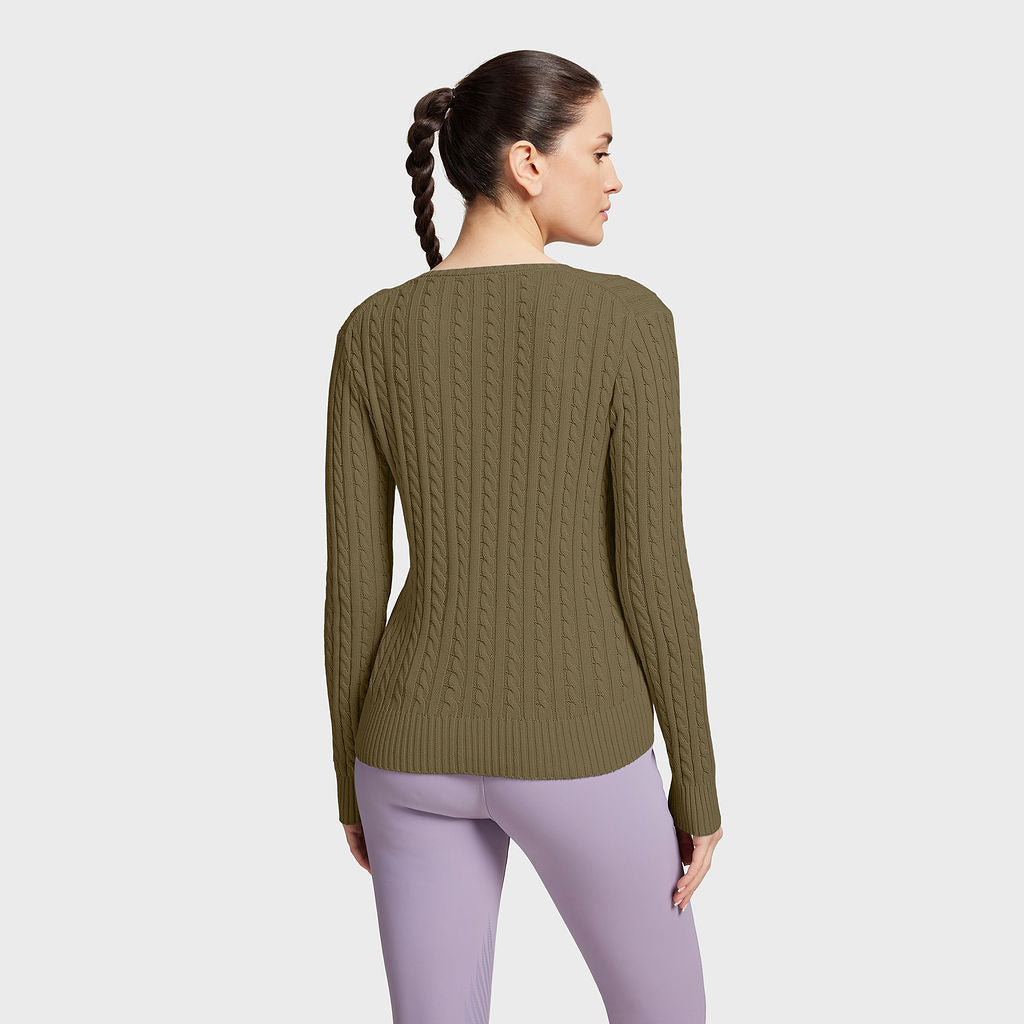 Ladies Lisa Twisted Pull Over Sweater - Kaki