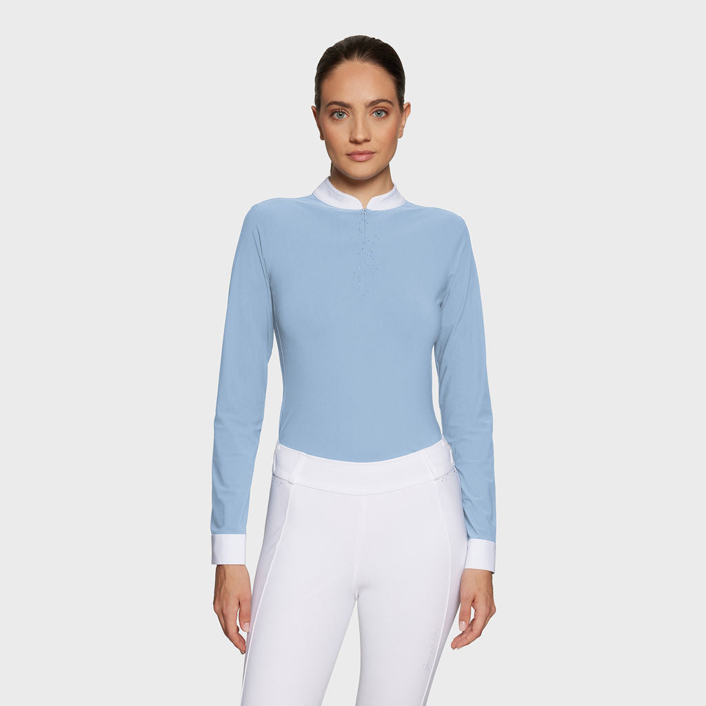 Ladies Louison Crystal L/S Show Shirt - Cashmere Blue