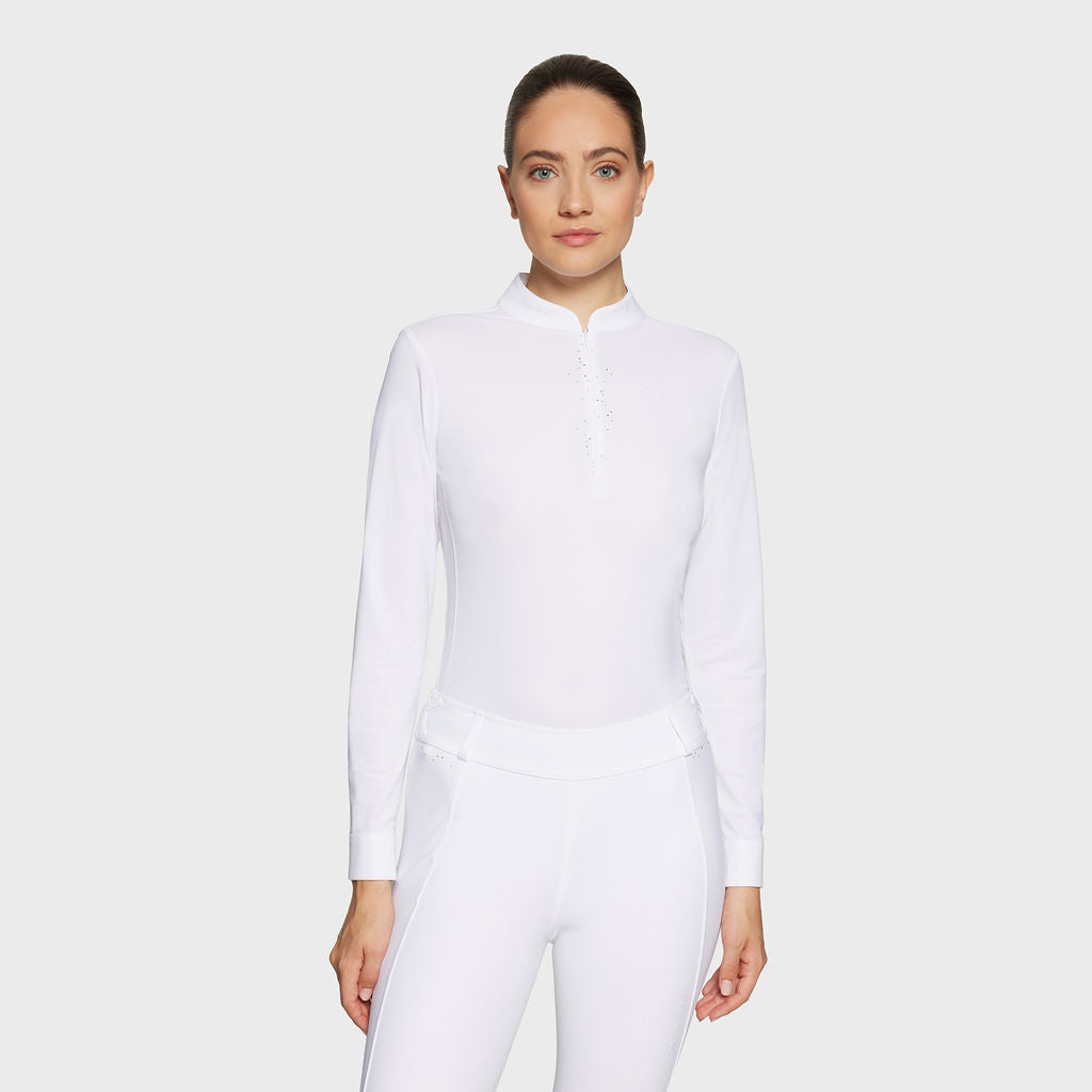 Ladies Louison Crystal L/S Show Shirt - White