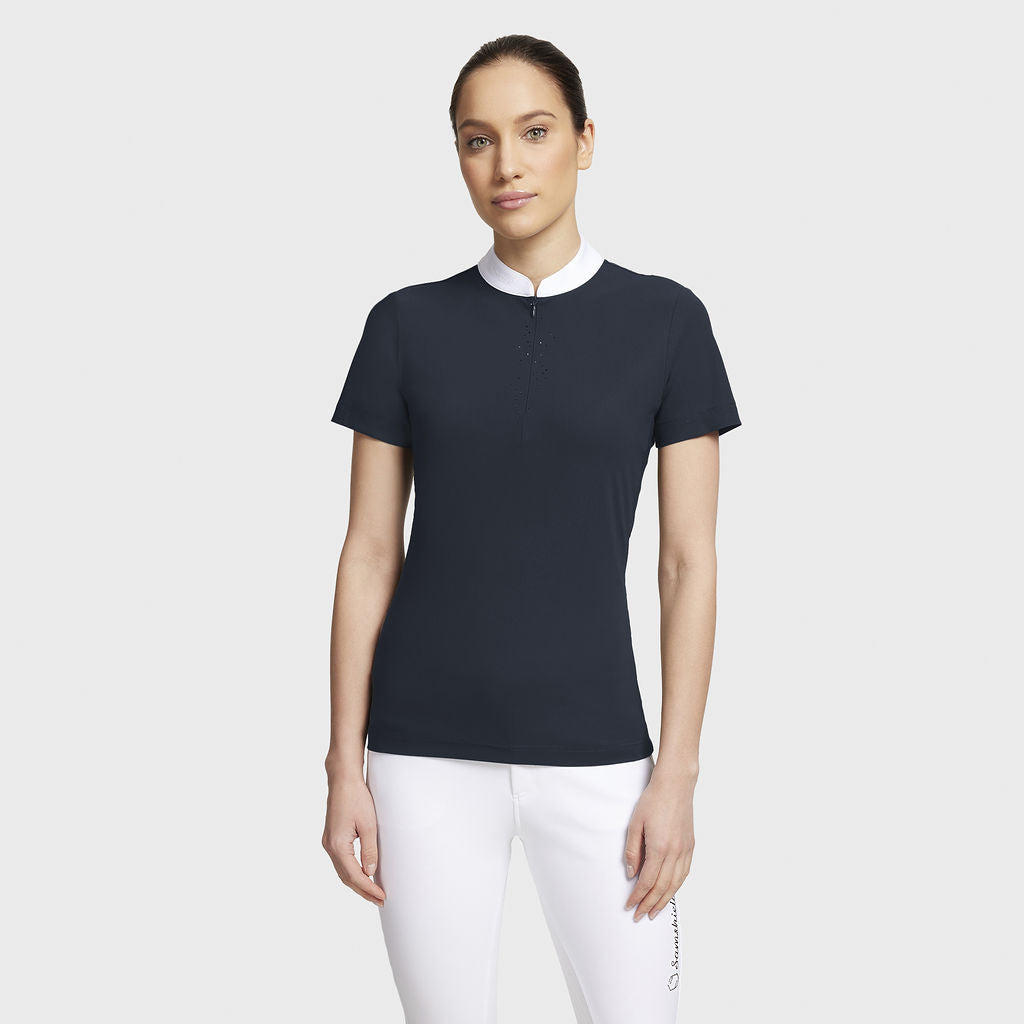 Ladies Louison Crystal S/S Show Shirt - Navy