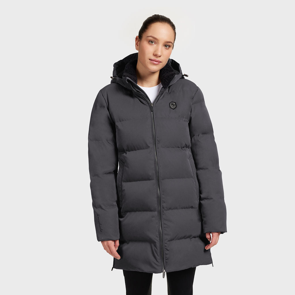 Ladies Melia Long Parka Coat - Asphalt