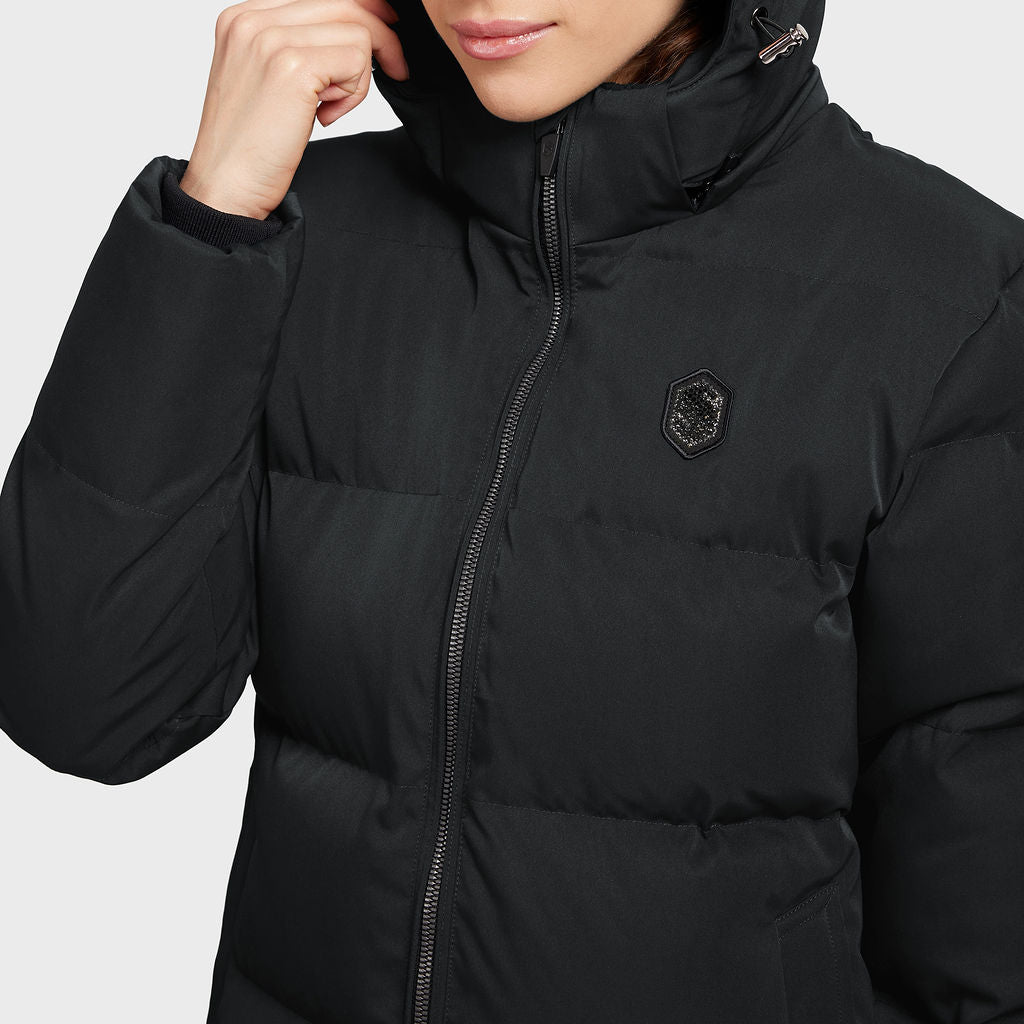 Ladies Melia Long Parka Coat - Black