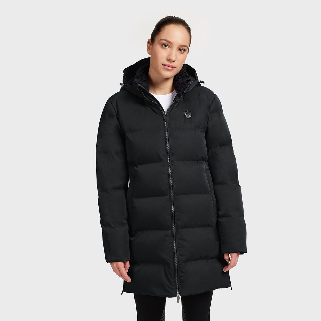 Ladies Melia Long Parka Coat - Black