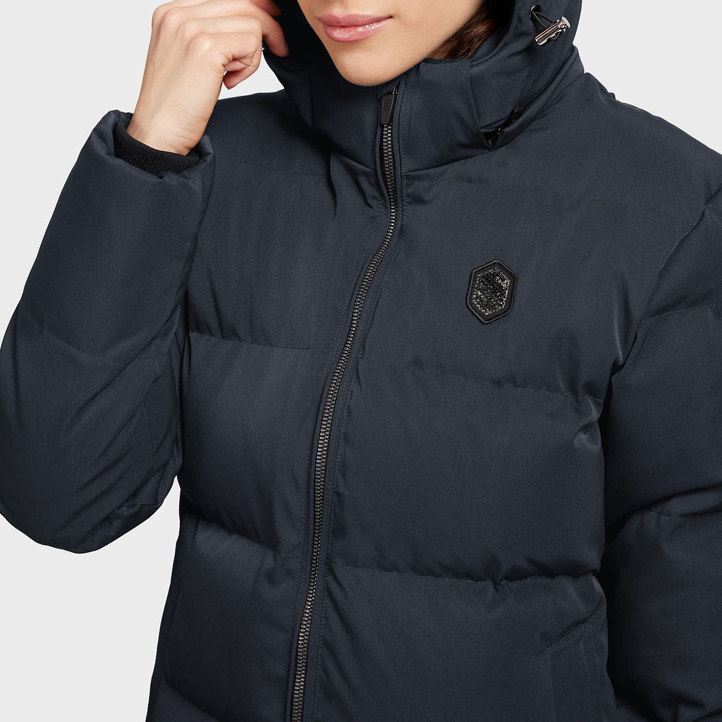 Ladies Melia Long Parka Coat - Navy