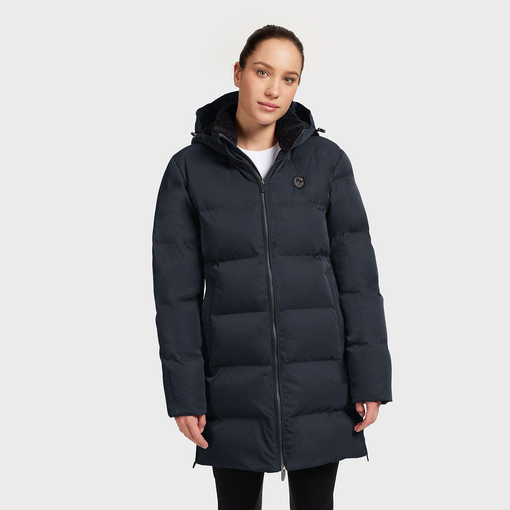 Ladies Melia Long Parka Coat - Navy