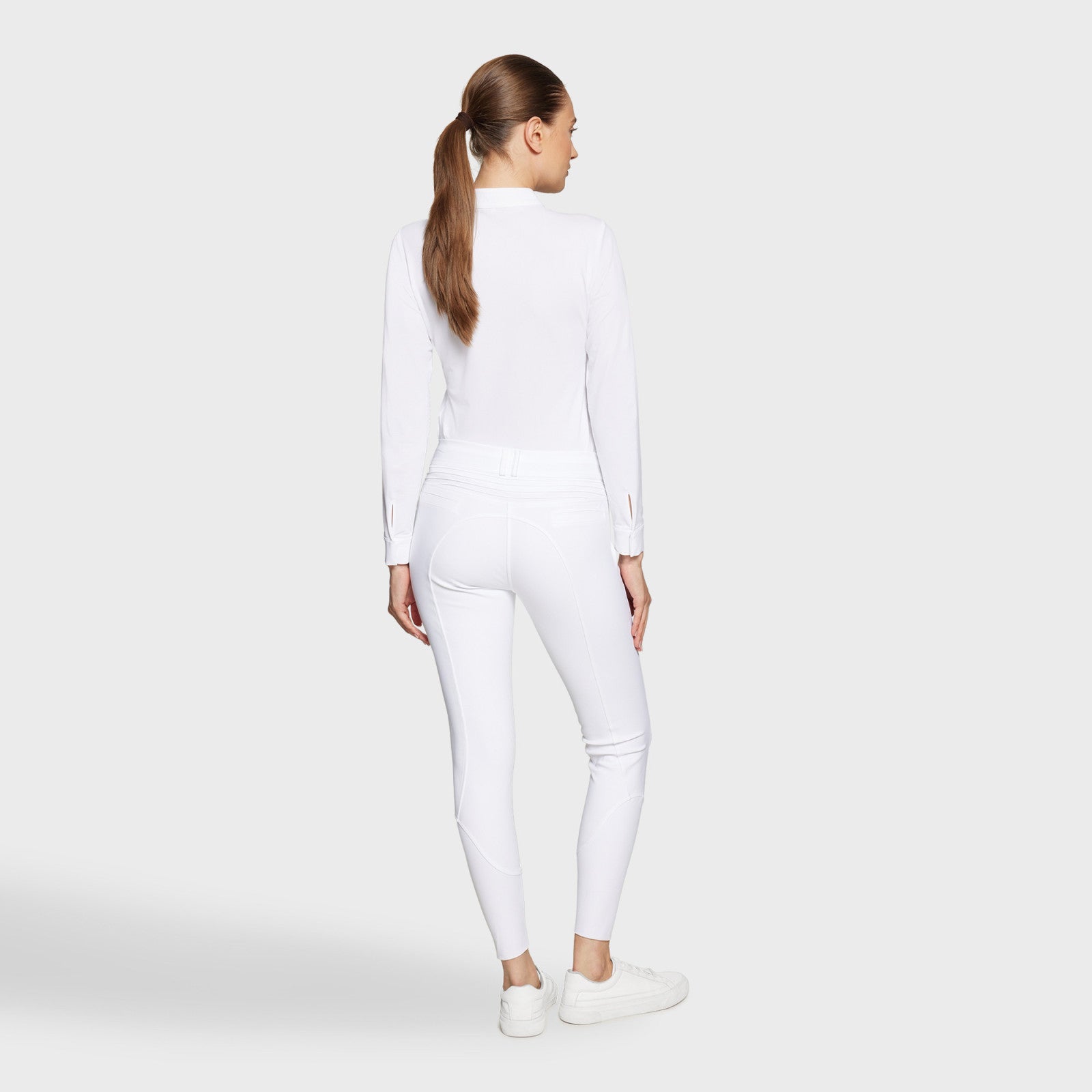 Ladies Chloe Medium Rise Knee Grip Breeches - White