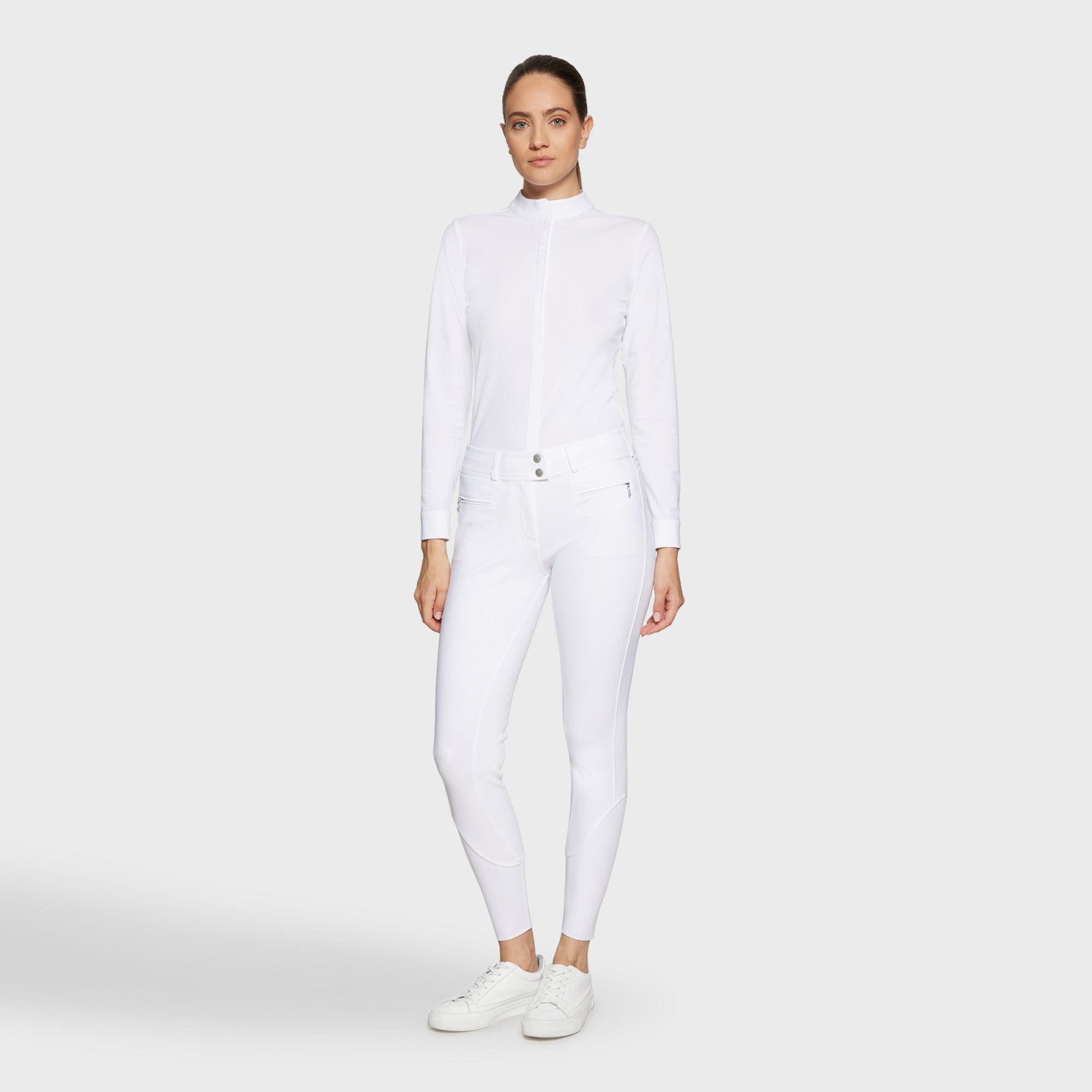 Ladies Chloe Medium Rise Knee Grip Breeches - White