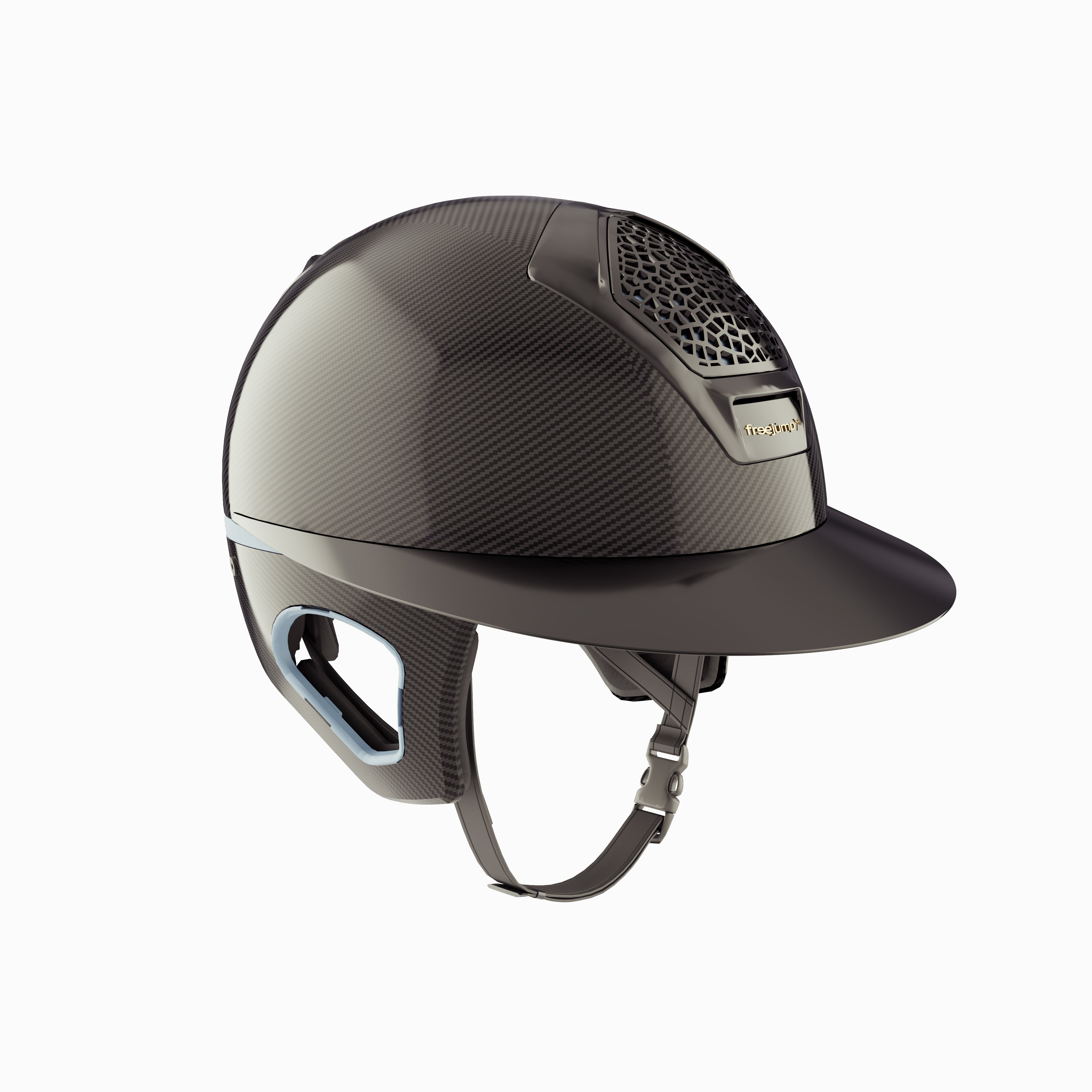 Voronoï Carbon Helmet With Temple Protection - Black/Sky Blue
