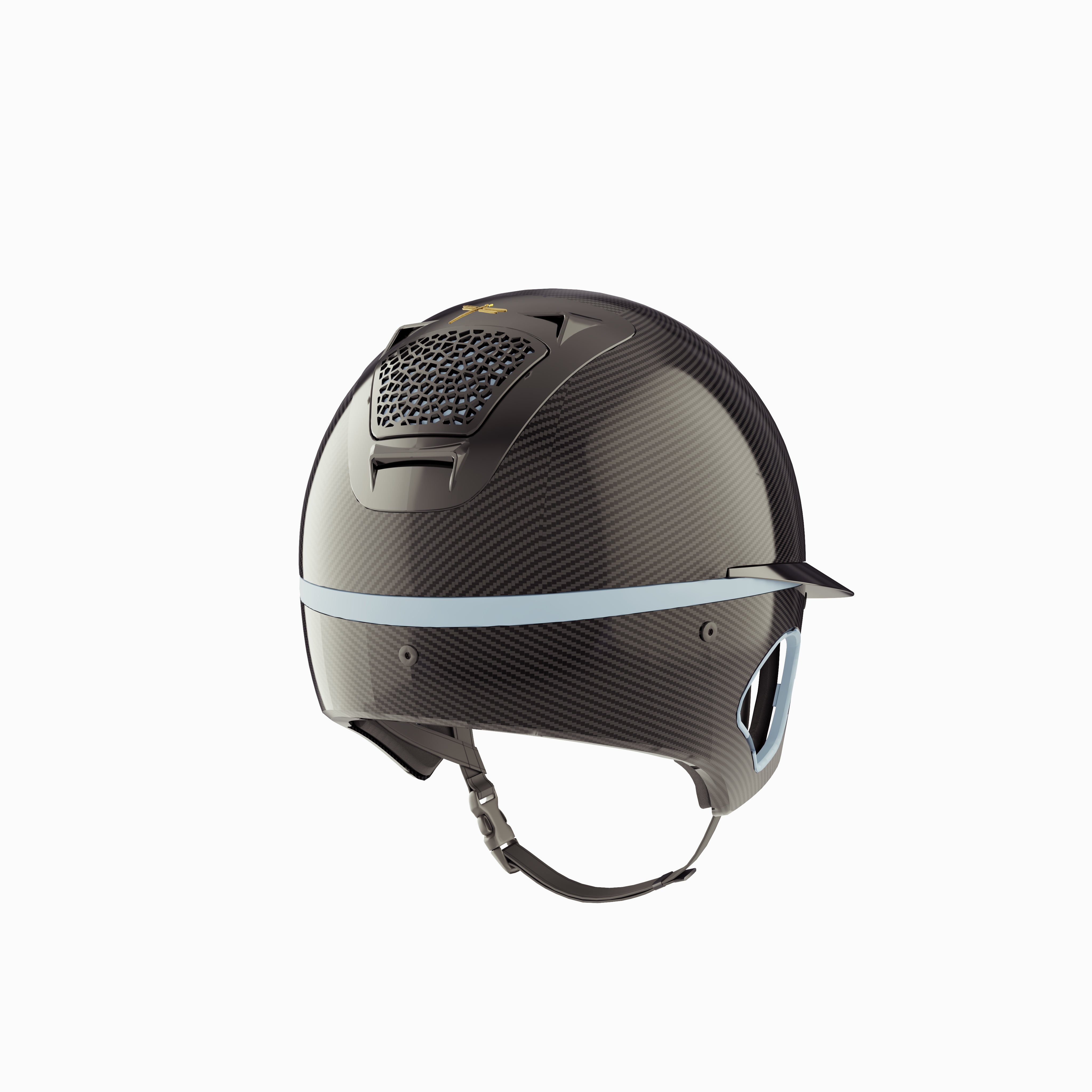 Voronoï Carbon Helmet With Temple Protection - Black/Sky Blue