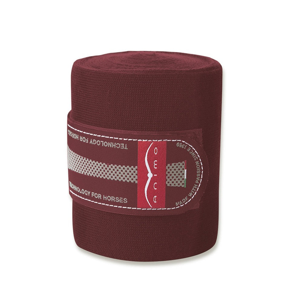 product shot image of the animo web stable bandages set of 2 burgundy