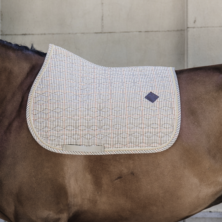 product shot image of the Pied-De-Poule Jumping Saddle Pad - Beige