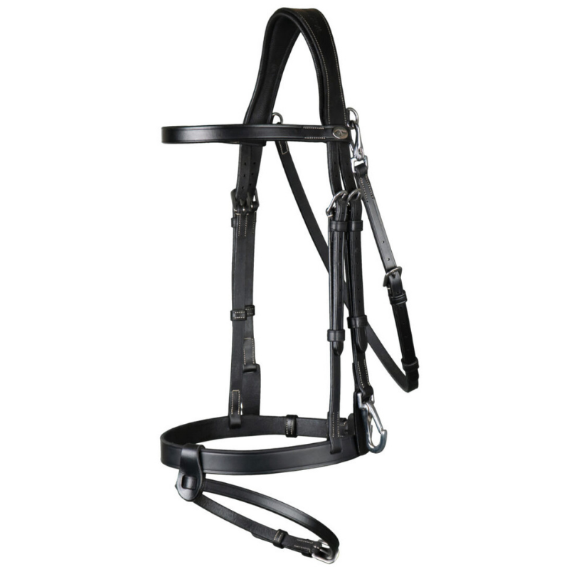 product shot image of the dy'on working flat leather bridle with snap hooks