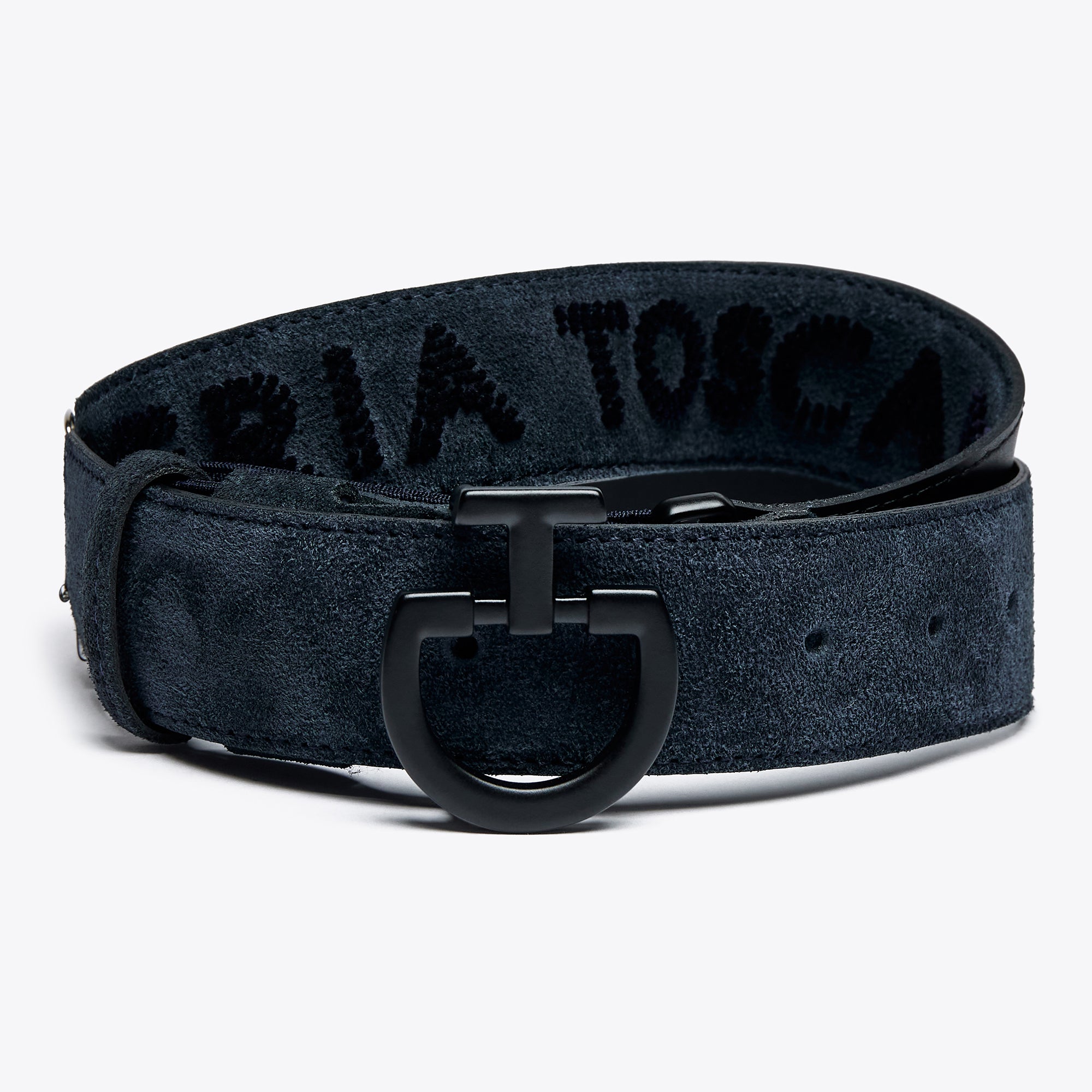 product shot image of the Ladies Suede Belt with Tufted Logo - Navy