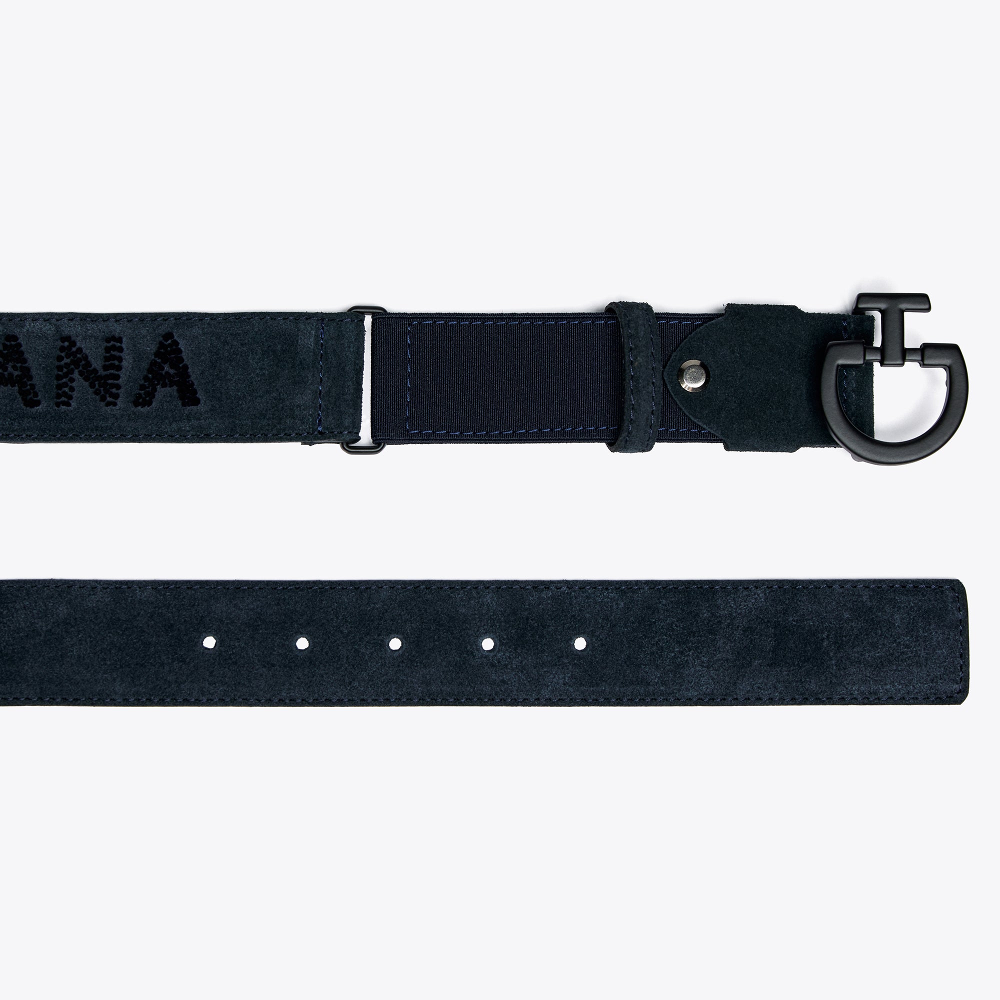 product shot image of the Ladies Suede Belt with Tufted Logo - Navy