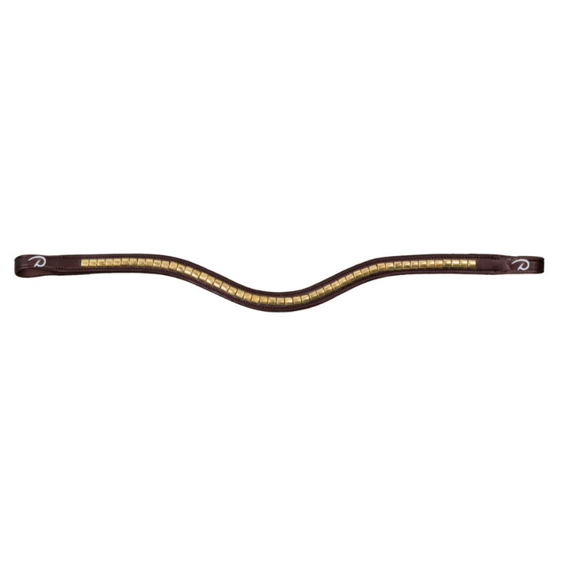 product shot image of the dy'on dressage brass clincher v shaped browband