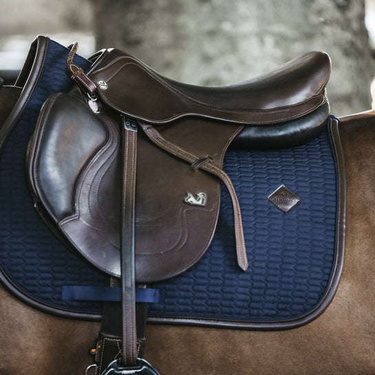 Jumping Saddle Pad Leather Colour Edition - Navy