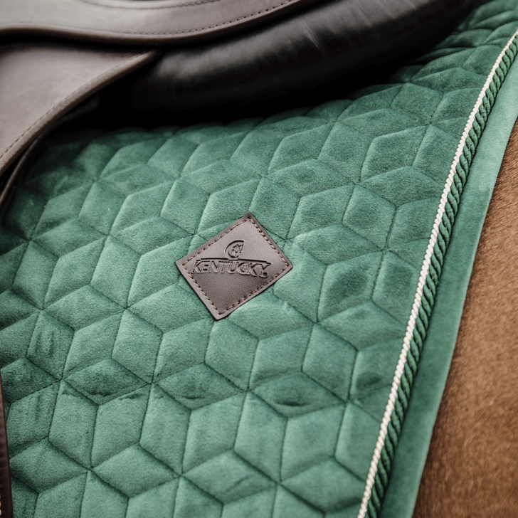 product shot image of the Saddle Pad Velvet Jumping - Dark Green
