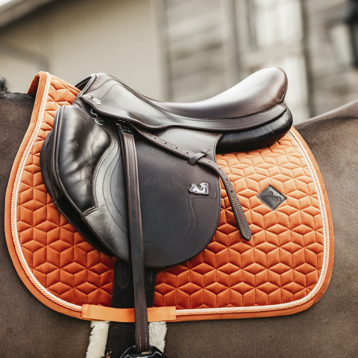 product shot image of the Saddle Pad Velvet Jumping - Orange