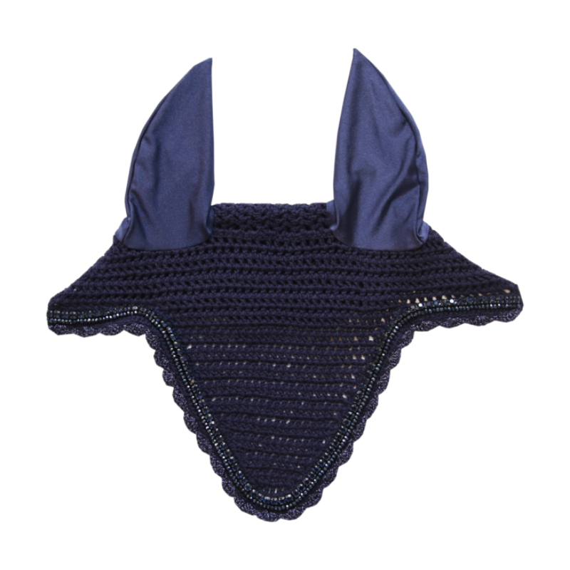 product shot image of the kentucky horsewear long stone pearl fly hood navy