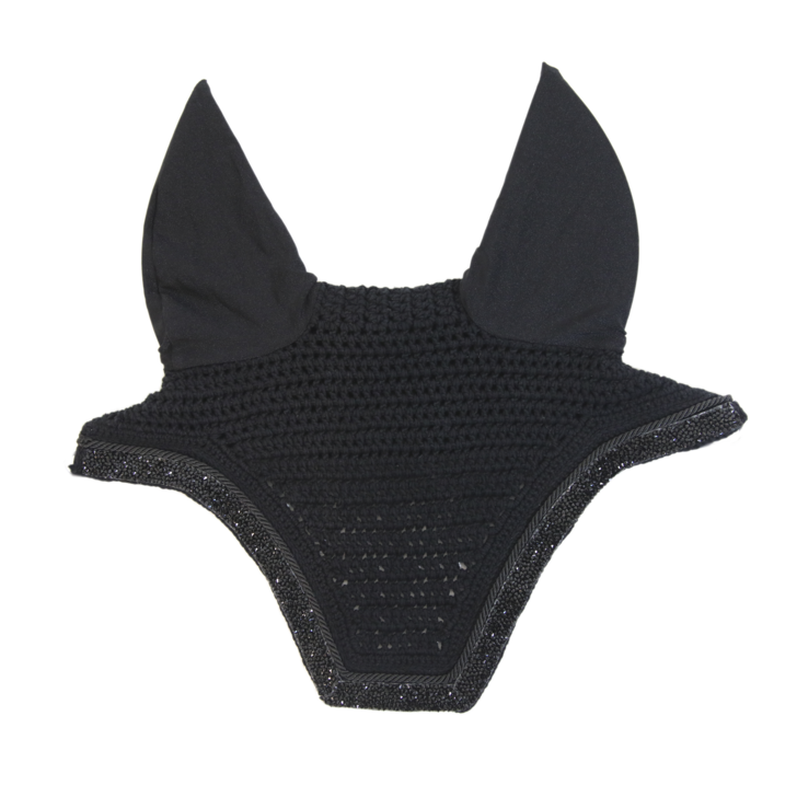 product shot image of the kentucky horsewear fly hood wellington glitter stone soundless black
