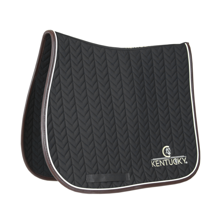 product shot image of the kentucky horsewear leaher fish bone jumping saddle pad black