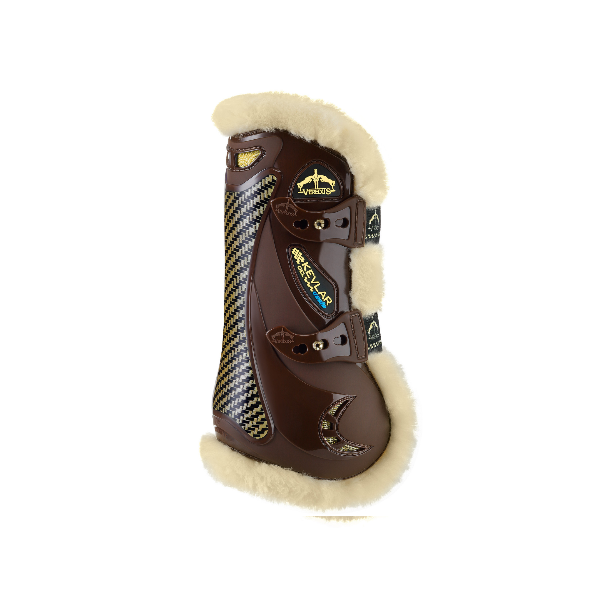 product shot image of the veredus veredus kevlar gel vento save the sheep tendon boots brown