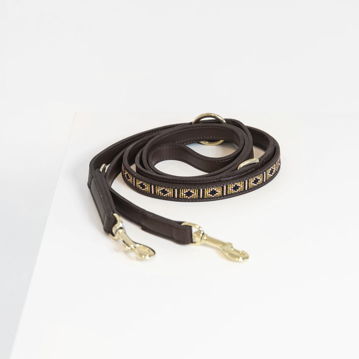 product shot image of the kentucky horsewear dog lead pearls gold