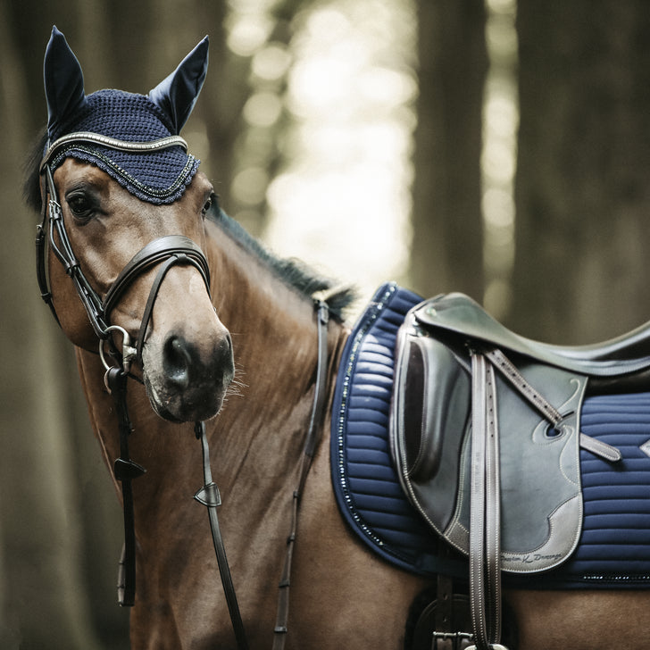 product shot image of the Long Stone & Pearl Fly Hood - Navy