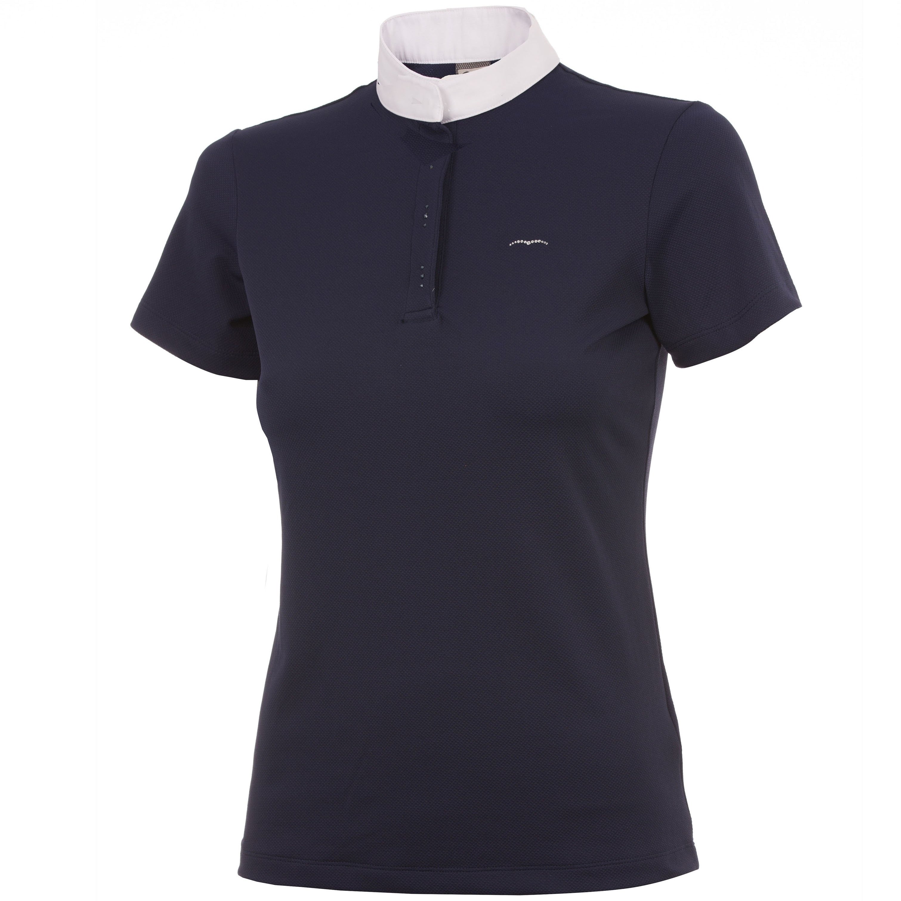 product shot image of the animo girls biky short sleeves competition polo navy
